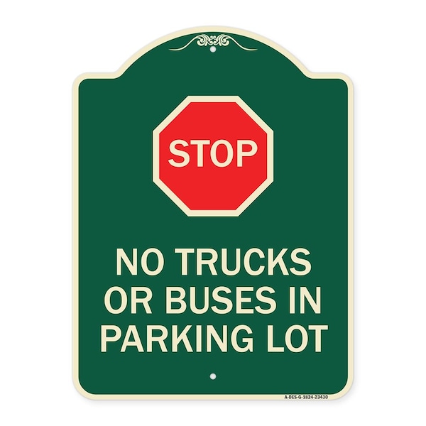 Signmission Parking Lot Rules Stop No Trucks or Buses in Parking Lot Heavy-Gauge Alum, 24" x 18", G-1824-23430 A-DES-G-1824-23430 - main